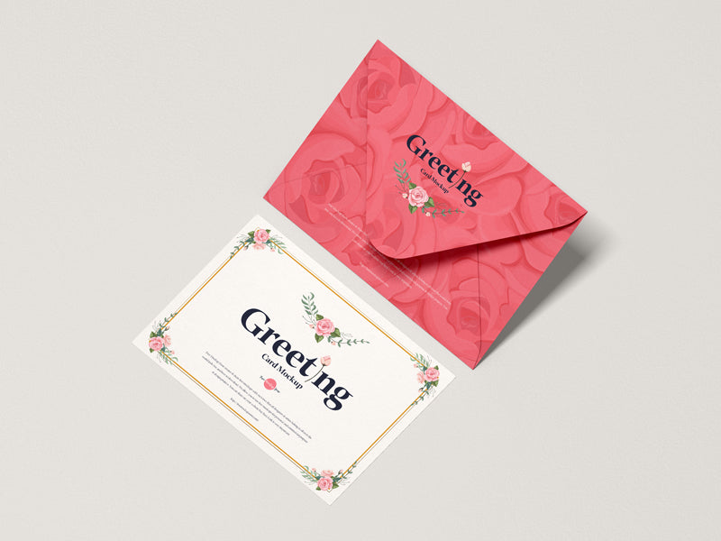 Top View Envelope With Greeting Card Mockup