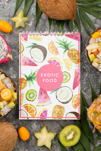 Top View Exotic Food Concept With Mock-Up Psd