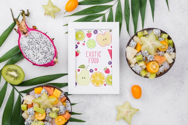 Top View Exotic Food Concept With Mock-Up Psd