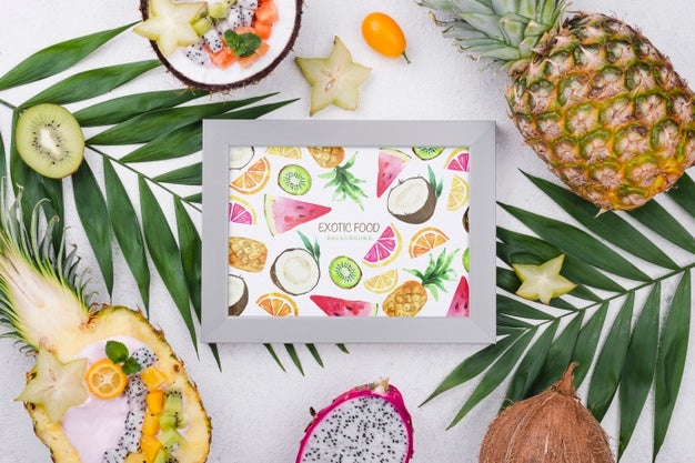 Top View Exotic Food Concept With Mock-Up Psd