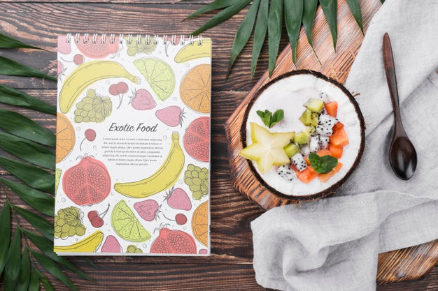 Top View Exotic Food Concept With Mock-Up Psd