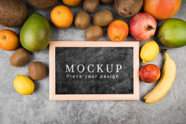 Top View Exotic Fruits Arrangement Psd