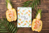 Top View Exotic Pineapples With Mock-Up Psd