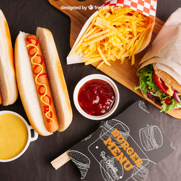 Top View Fast Food Mockup Psd