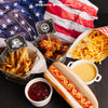 Top View Fast Food Mockup With American Flag Psd