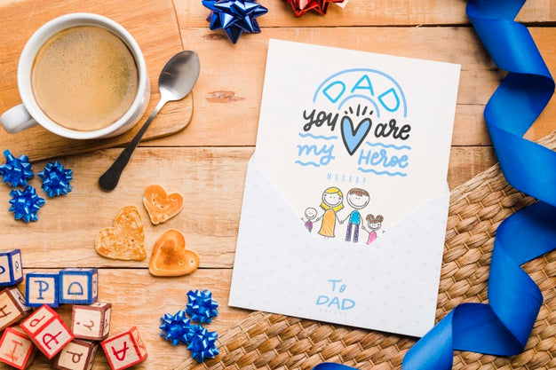 Top View Father'S Day Drawing With Mock-Up Psd