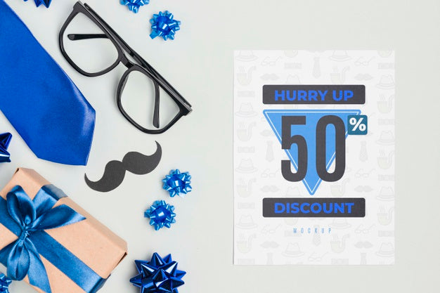 Top View Father'S Day Offer With Mock-Up Psd