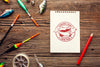 Top View Fishing Accessories And Notepad Psd
