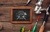 Top View Fishing Accessories Chalkboard Psd