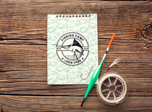 Top View Fishing Accessories Mock-Up Psd