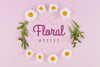 Top View Floral And Leaves Mock-Up Psd