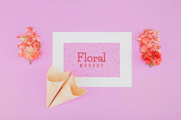 Top View Floral Mock-Up Frame Psd