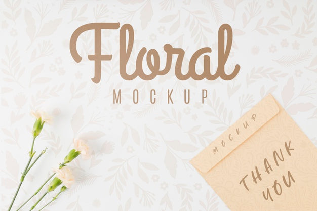 Top View Floral Mock-Up With Thank You Text Psd
