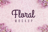 Top View Floral Mock-Up With Violet Flowers Psd