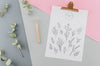 Top View Floral Sketch With Mock-Up Psd