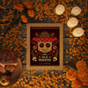 Top View Floral Skull With Sombrero Surrounded By Flowers Psd