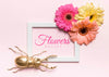 Top View Flowers And Bug Mock-Up Psd