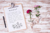 Top View Flowers With Clipboard Mock-Up Psd
