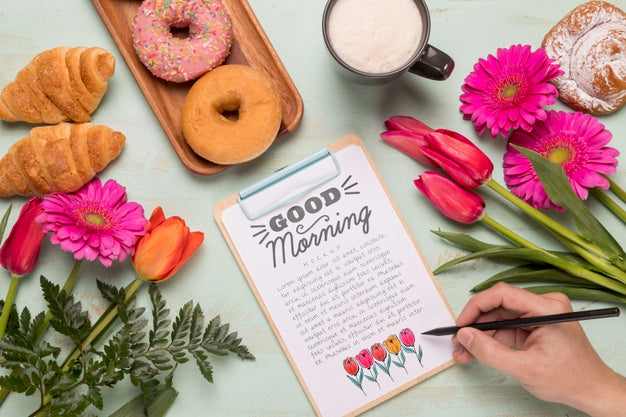 Top View Flowers With Copy Space Psd