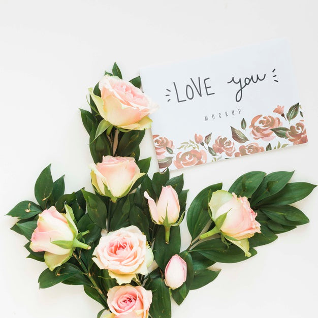 Top View Flowers With Copy Space Psd