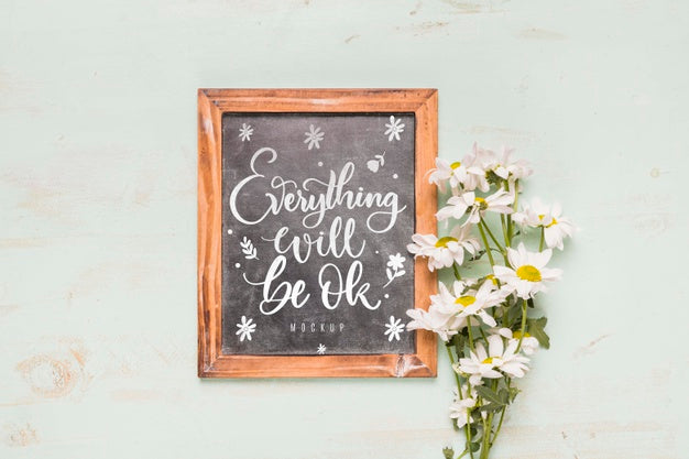 Top View Flowers With Copy Space Psd