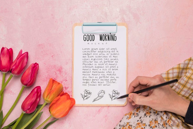 Top View Flowers With Copy Space Psd