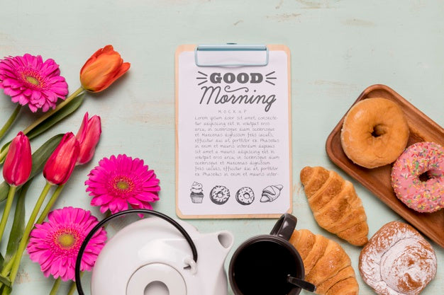 Top View Flowers With Copy Space Psd