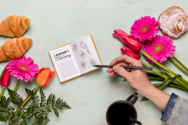 Top View Flowers With Copy Space Psd