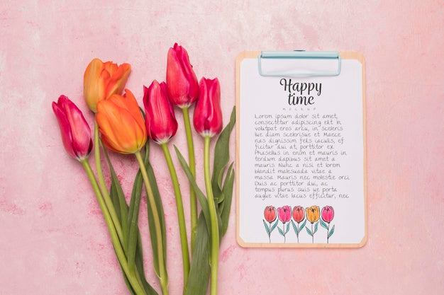 Top View Flowers With Copy Space Psd