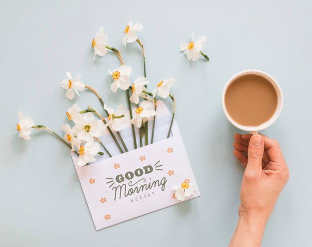 Top View Flowers With Copy Space Psd