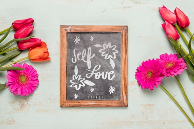 Top View Flowers With Copy Space Psd