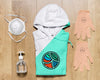 Top View Folded Hoodie Mock-Up With Gloves And Hand Sanitizer Psd