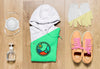 Top View Folded Hoodie Mock-Up With Shoes Mask And Gloves Psd