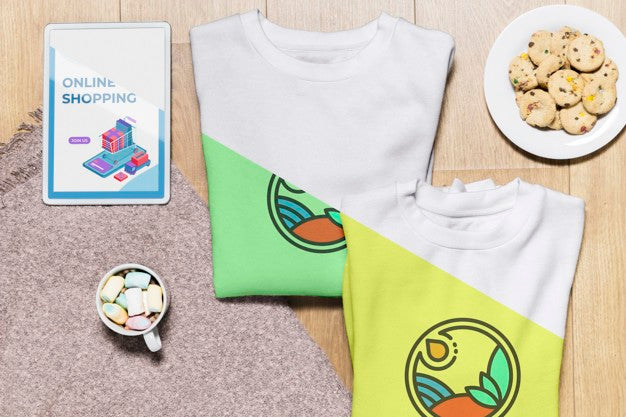 Top View Folded Hoodies Mock-Up With Snacks Psd