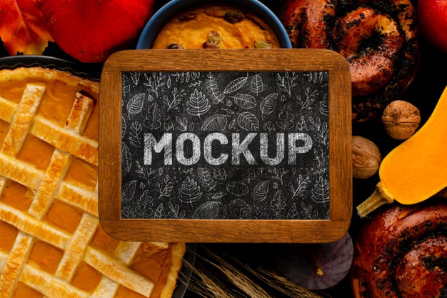 Top View Food With Frame Mock-Up Psd