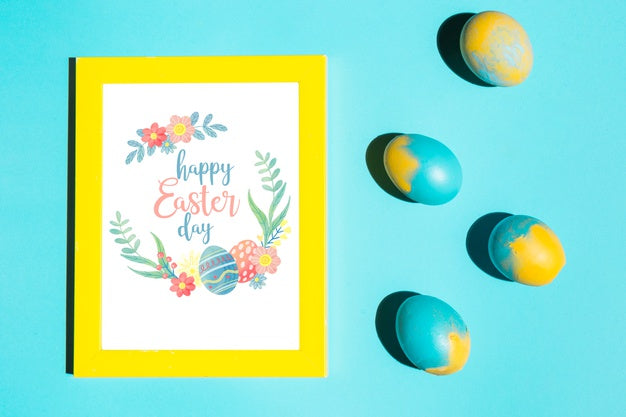 Top View Frame Mockup With Easter Concept Psd
