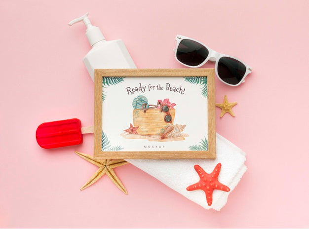 Top View Frame On Pink Background Psd