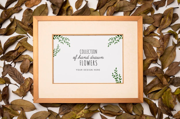 Top View Frame Surrounded By Autumn Leaves Psd