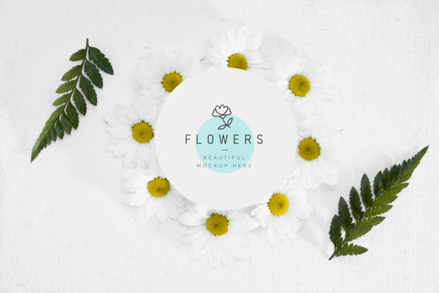 Top View Frame Surrounded By Leaves With Mock-Up Psd