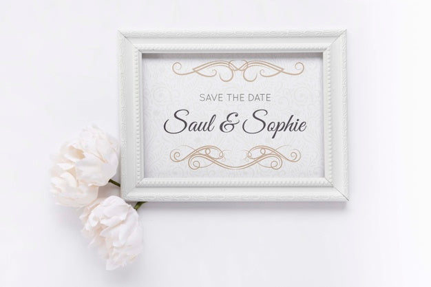 Top View Frame With Save The Date Psd