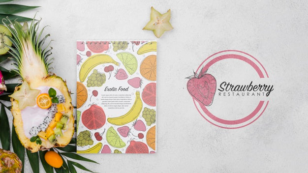 Top View Fresh Pineapple With Mock-Up Psd