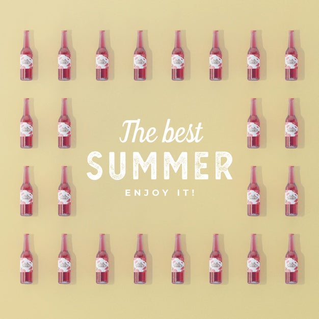 Top View Fruit Soda Bottles With Typography Psd