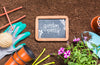Top View Gardening Tools And Wooden Frame Psd