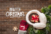 Top View Gifts And Christmas Pine Leaves Psd