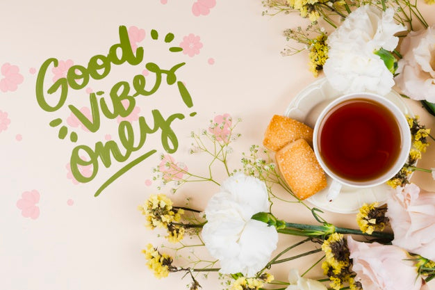 Top View Good Vibes Only Quote Mock-Up Psd