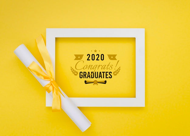 Top View Graduation Frame With Mock-Up Psd