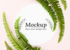 Top View Green Leaves Arrangement With Mock-Up Psd