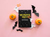 Top View Halloween Mock-Up With Paper Bats Psd