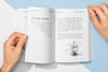 Top View Hand On Book Mock-Up Psd