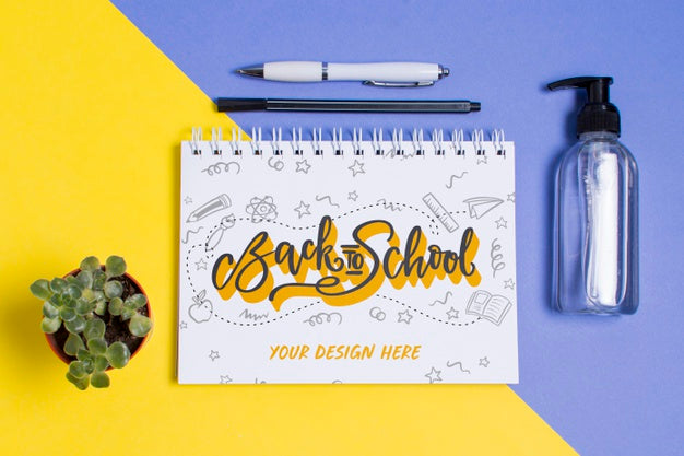 Top View Hand Sanitizer With Pens Psd